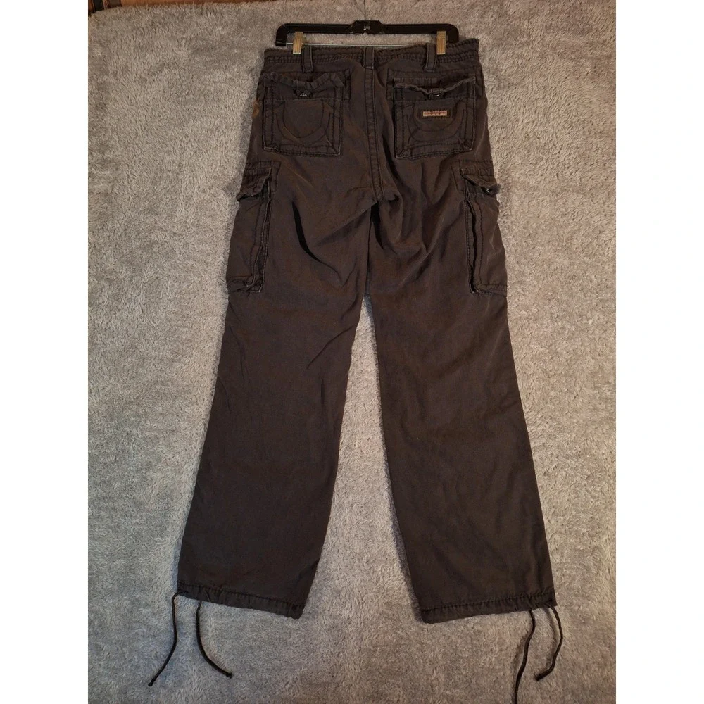 True Religion Anthony Mens Cargo Pants Size 30 Charcoal Grey Straight Drawstring
